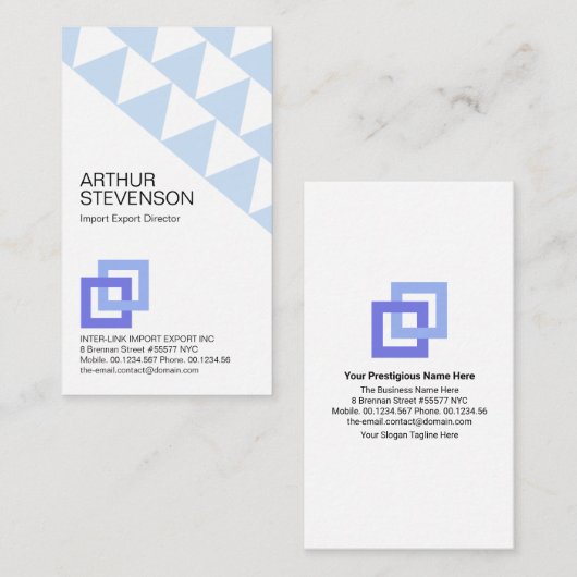 Blue Dual Direction Arrows Import Agent Visitekaartje (Voorkant / Achterkant)