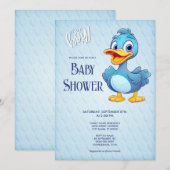 Blue Duck Baby shower Invitation Kaart (Voorkant / Achterkant)