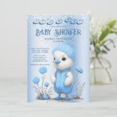 Blue Duck Boy Baby shower Uitnodiging (Staand voorkant)