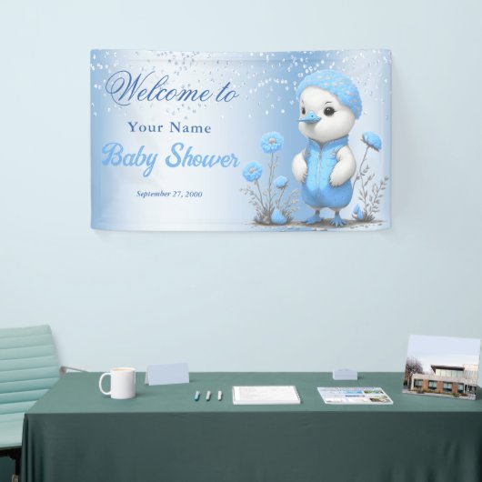 Blue Duck Boy Baby shower Welkom Spandoek (Beurs)