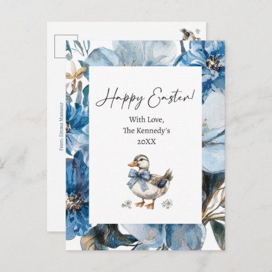 Blue Duck Easter Feestdagenkaart (Voorkant / Achterkant)