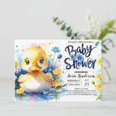 Blue Duckling Baby shower uitnodiging (Staand voorkant)
