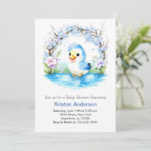 Blue Duckling Whimsical Waterverf Boy Baby shower Kaart (Staand voorkant)