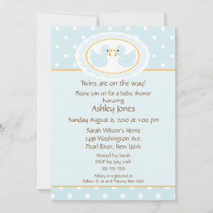Blue Ducks Twins Baby shower Kaart