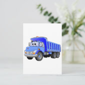 Blue Dump Truck Cartoon Briefkaart (Staand voorkant)