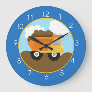 Blue Dump Truck Construction Clock Grote Klok