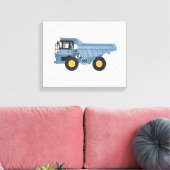 Blue Dump Truck Construction Vehicle Canvas Afdruk (Insitu (Woonkamer))