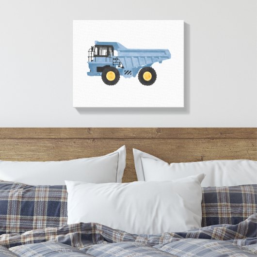 Blue Dump Truck Construction Vehicle Canvas Afdruk (Insitu (Slaapkamer))