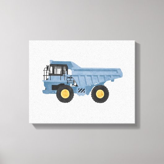 Blue Dump Truck Construction Vehicle Canvas Afdruk (Voorkant)