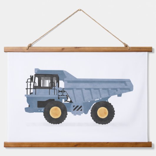 Blue Dump Truck Construction Vehicle Decor Hangend Wandkleed (Voorkant)