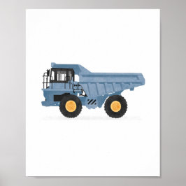 Blue Dump Truck Construction Vehicle Decor Poster