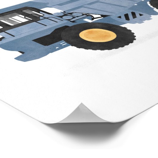 Blue Dump Truck Construction Vehicle Decor Poster (Hoek)