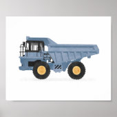 Blue Dump Truck Construction Vehicle Decor Poster (Voorkant)