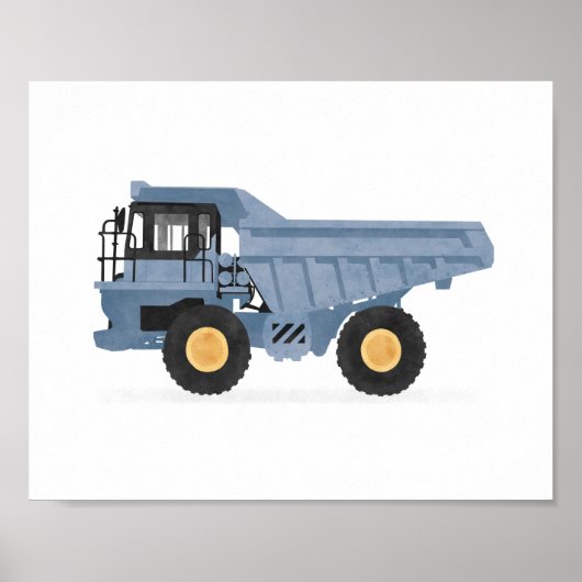 Blue Dump Truck Construction Vehicle Decor Poster (Voorkant)