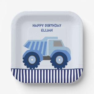 Blue Dump Truck Custom Kind Birthday Papieren Bordje