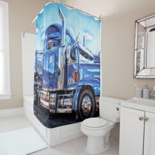 Blue Dump Truck Douchegordijn (In situ)