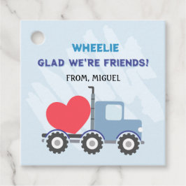 Blue Dump Truck Hearts Valentijnse Labels Gift