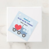 Blue Dump Truck Hearts Valentijnse Labels Gift (In situ)