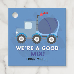 Blue Dump Truck Hearts Valentijnse Labels Gift