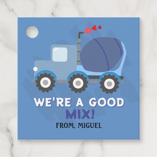 Blue Dump Truck Hearts Valentijnse Labels Gift (Voorkant)