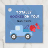 Blue Dump Truck Hearts Valentijnse Labels Gift (Voorkant)