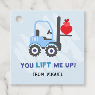 Blue Dump Truck Hearts Valentijnse Labels Gift