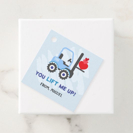 Blue Dump Truck Hearts Valentijnse Labels Gift (In situ)