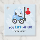 Blue Dump Truck Hearts Valentijnse Labels Gift (Voorkant)