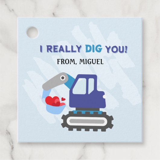 Blue Dump Truck Hearts Valentijnse Labels Gift (Voorkant)