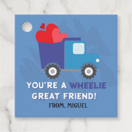 Blue Dump Truck Hearts Valentijnse Labels Gift
