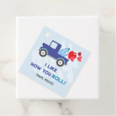 Blue Dump Truck Hearts Valentijnse Labels Gift (In situ)