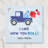 Blue Dump Truck Hearts Valentijnse Labels Gift (Voorkant)
