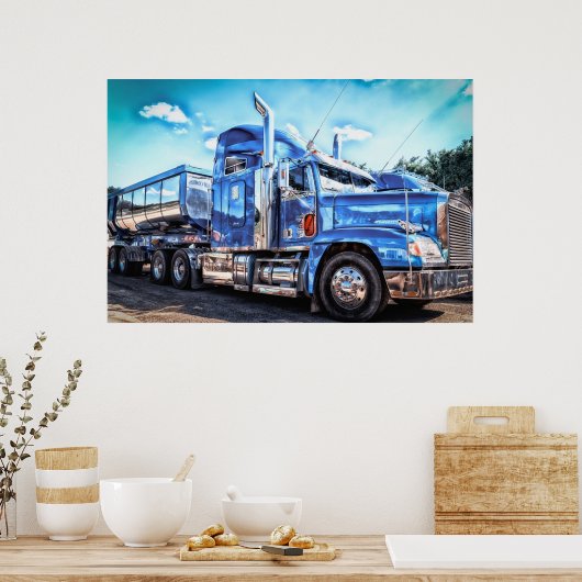 Blue Dump Truck Poster (Keuken)