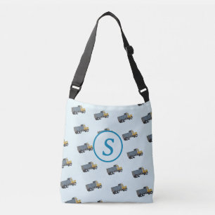 Blue Dump Truck Theme Monogrammed Luiertas Crossbody Tas