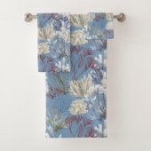 Blue Dusk Solid met onderzeese print Bad Handdoek (Insitu)