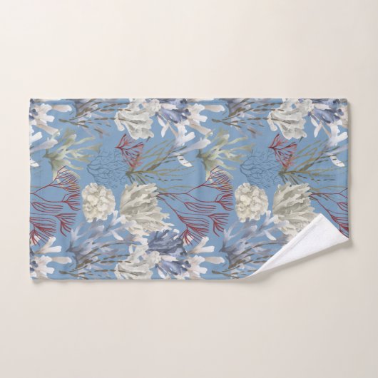 Blue Dusk Solid met onderzeese print Bad Handdoek (Handdoek)