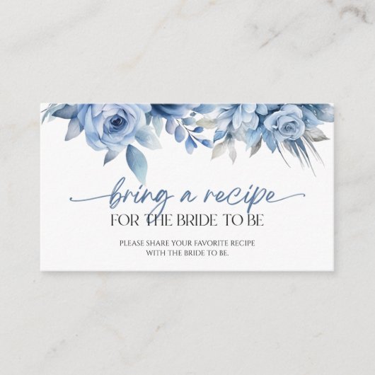 Blue Dusty Floral Vrijgezellenfeest Breng een rece Informatiekaartje (Voorkant)