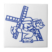 Blue Dutch Boy Windmill Tegeltje (Voorkant)
