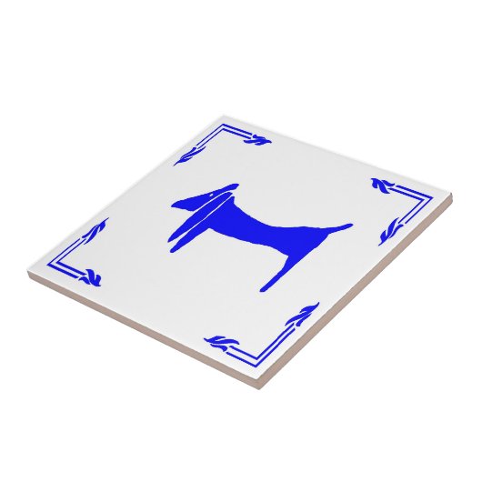 Blue Dutch Dachshund Abstract Tegeltje (Zijkant)