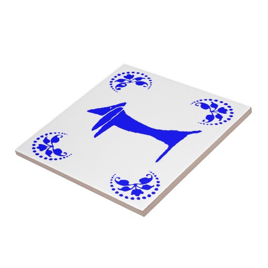 Blue Dutch Dachshund Abstract Tegeltje (Zijkant)