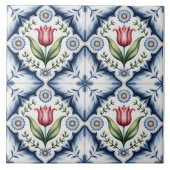 Blue Dutch Delft Pattern  Tegeltje (Voorkant)
