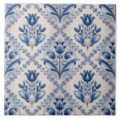 Blue Dutch Delft Pattern  Tegeltje (Voorkant)