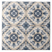 Blue Dutch Delft Pattern Tegeltje (Voorkant)