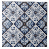 Blue Dutch Delft Pattern  Tegeltje (Voorkant)