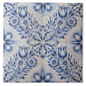 Blue Dutch Delft Pattern Tegeltje (Voorkant)