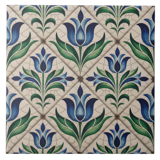 Blue Dutch Delft Pattern  Tegeltje (Voorkant)