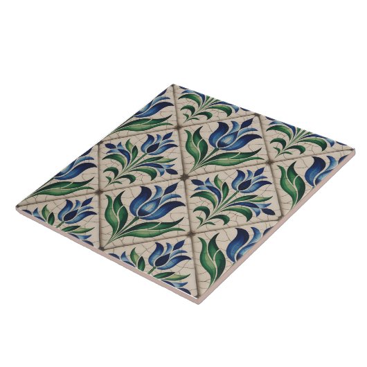 Blue Dutch Delft Pattern Tegeltje (Zijkant)