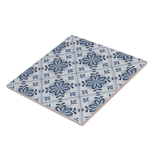 Blue Dutch Delft Pattern Tegeltje (Zijkant)