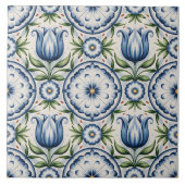 Blue Dutch Delft Pattern Tegeltje (Voorkant)