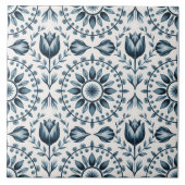 Blue Dutch Delft Pattern Tegeltje (Voorkant)